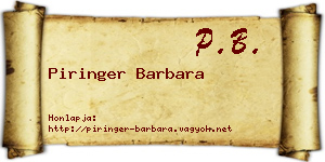 Piringer Barbara névjegykártya